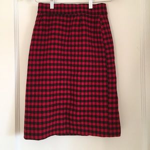 Vintage plaid high waisted pencil skirt