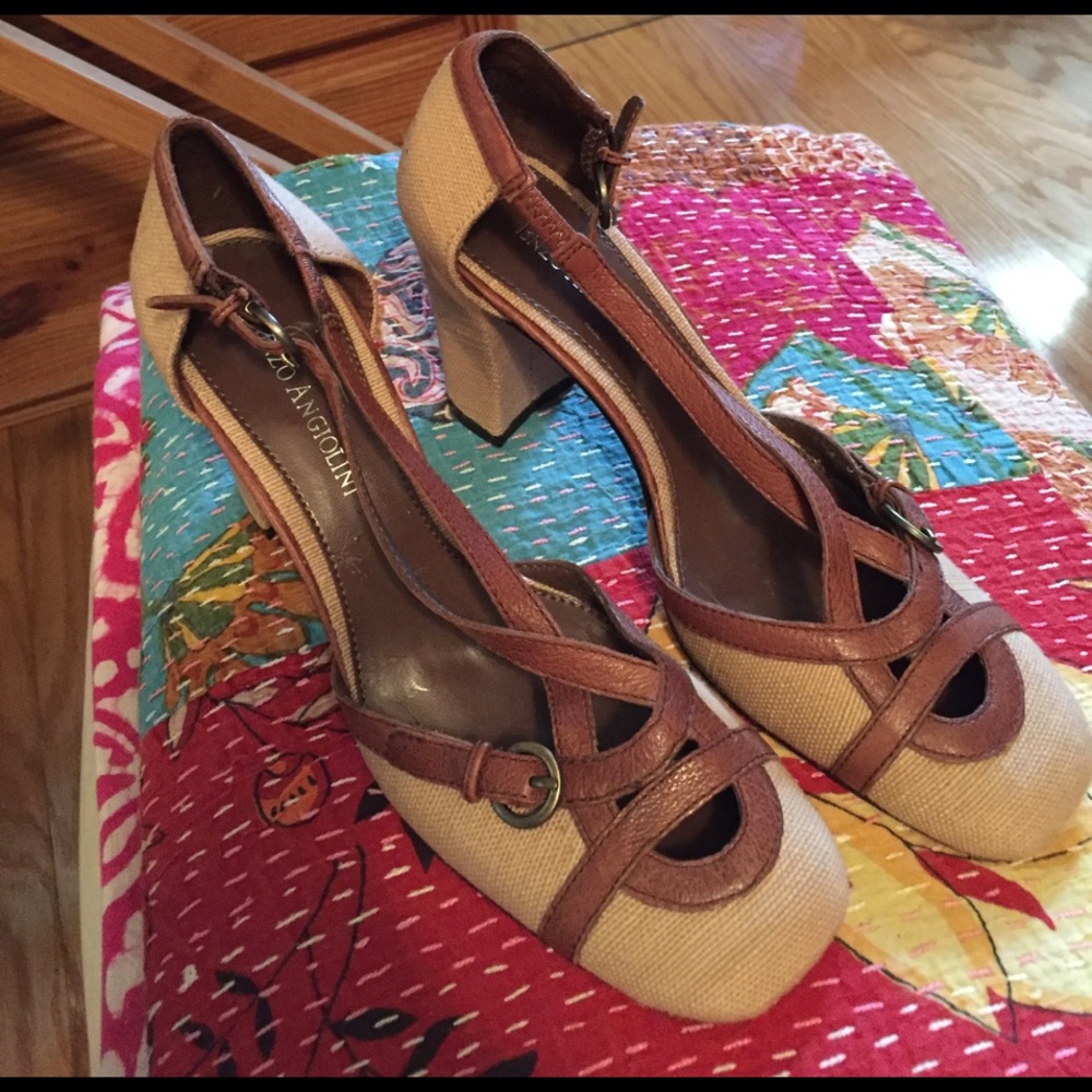 Enzo Angiolini fabric leather heels. Never worn.