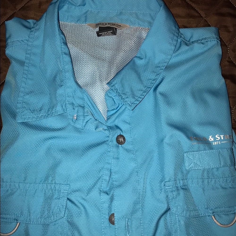 Blue fishing shirt. Dry fit.