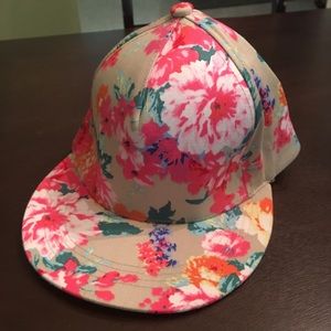 Floral print snap back hat