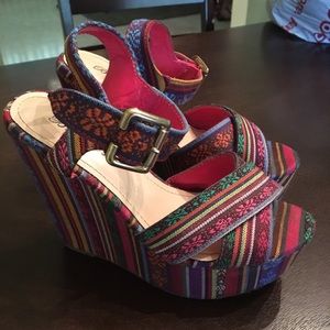 Multi color wedge sandal
