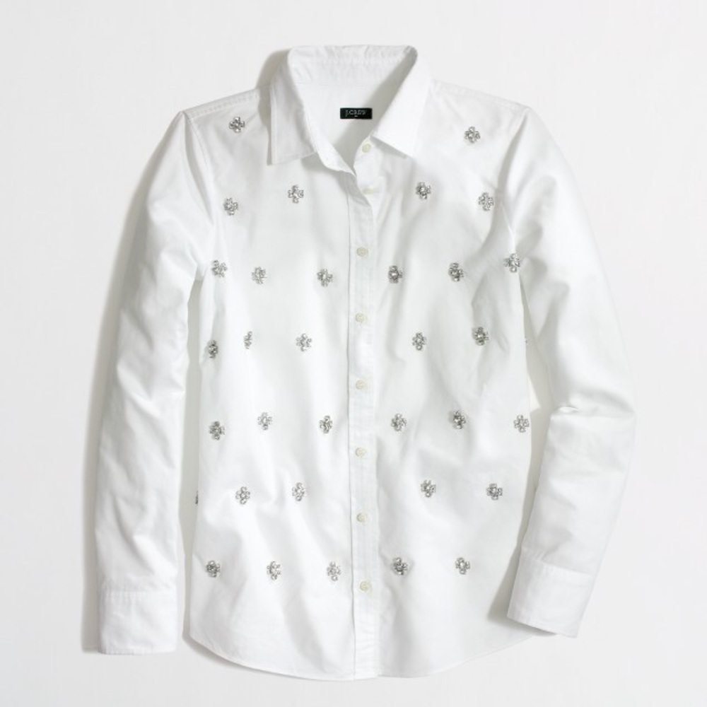 J. Crew Embellished Classic Oxford
