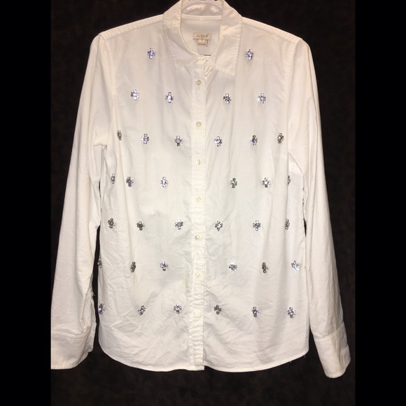 J. Crew Embellished Classic Oxford - Picture 2 of 4