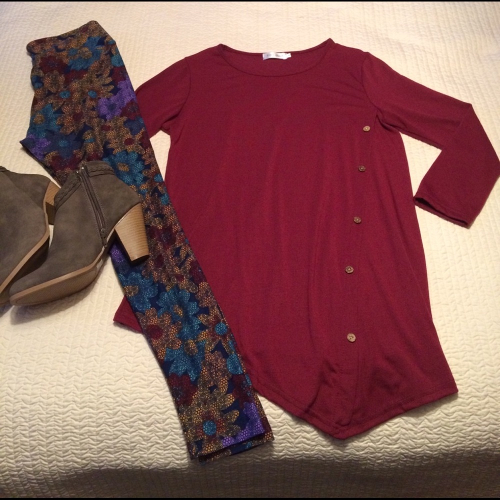 Cute Deep Maroon Asymmetrical Top**Final Price**