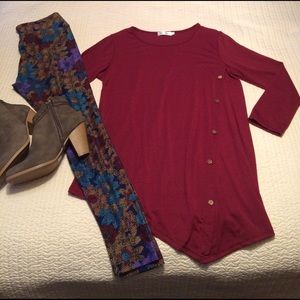 Cute Deep Maroon Asymmetrical Top**Final Price**