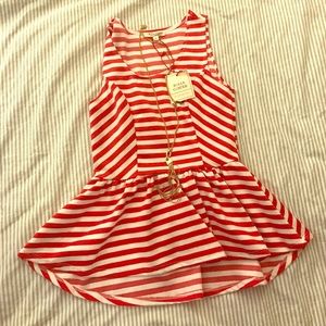 Red/White Stripe Peplum Top