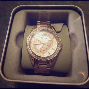 Rose Gold Fossil Watch with Tin