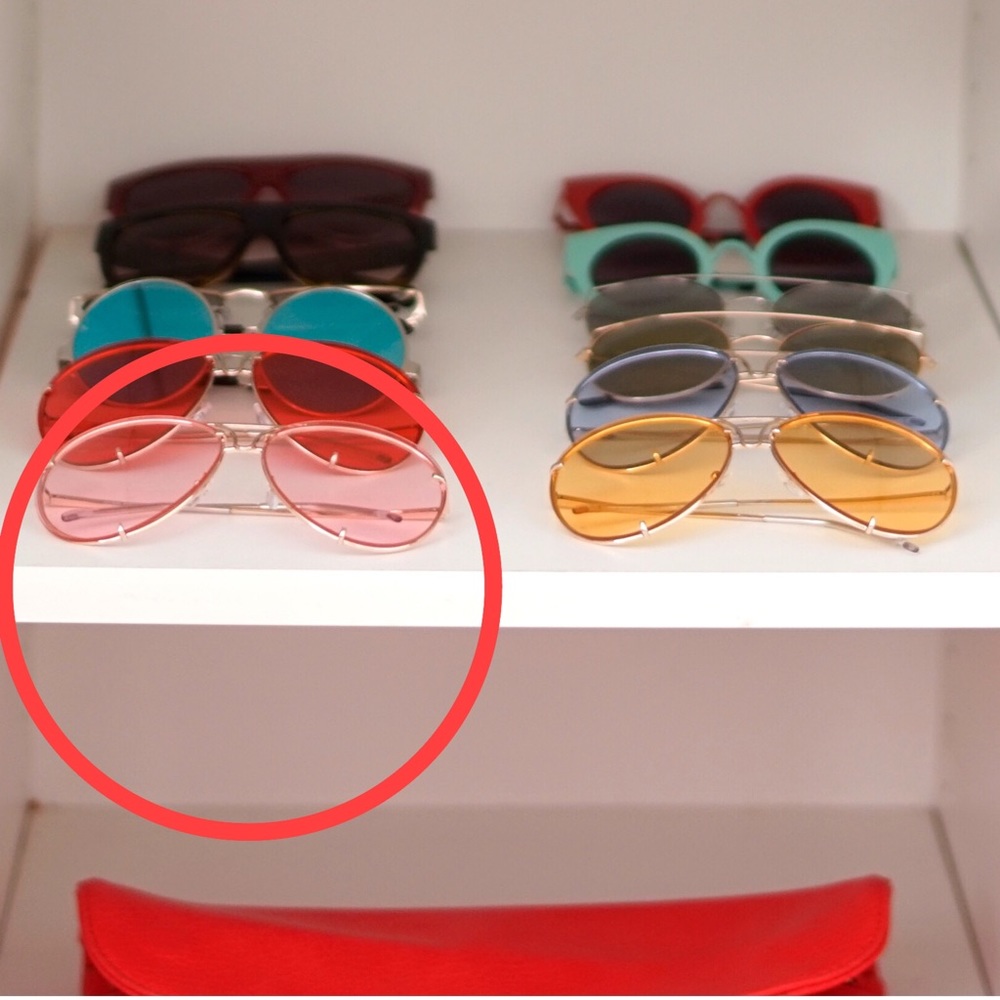 PINK LENS OVERSIZED AVIATOR SUNGLASSES - Picture 4 of 6