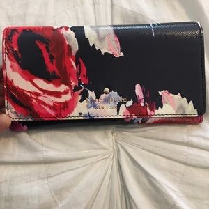 Navy Floral Kate Spade Cedar Street Trifold Wallet