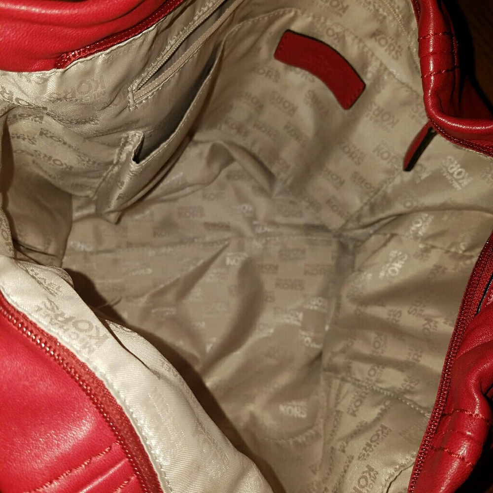 Michael Kors Red Leather Hobo - Picture 3 of 5