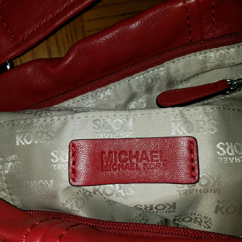 Michael Kors Red Leather Hobo - Picture 4 of 5
