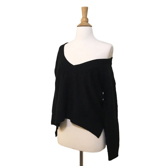 Loose Slouchy High Low Black Sweater Medium Large - Picture 4 of 7