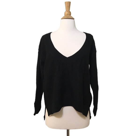 Loose Slouchy High Low Black Sweater Medium Large - Picture 6 of 7