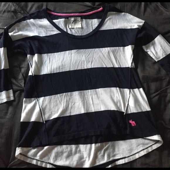 Abercrombie Striped Hi Low Oversized Tee - Picture 1 of 3