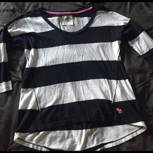 Abercrombie Striped Hi Low Oversized Tee