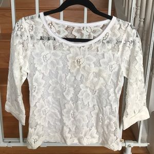 White/cream lace top