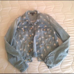 Denim Jacket - star patterned, gold buttons