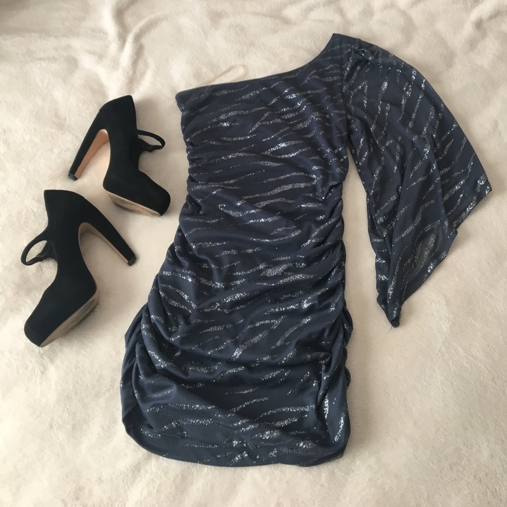 One Shoulder Ruched Mini Dress