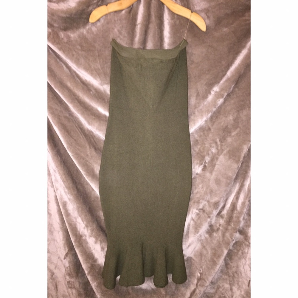 Hera USA olive green tube top mermaid dress
