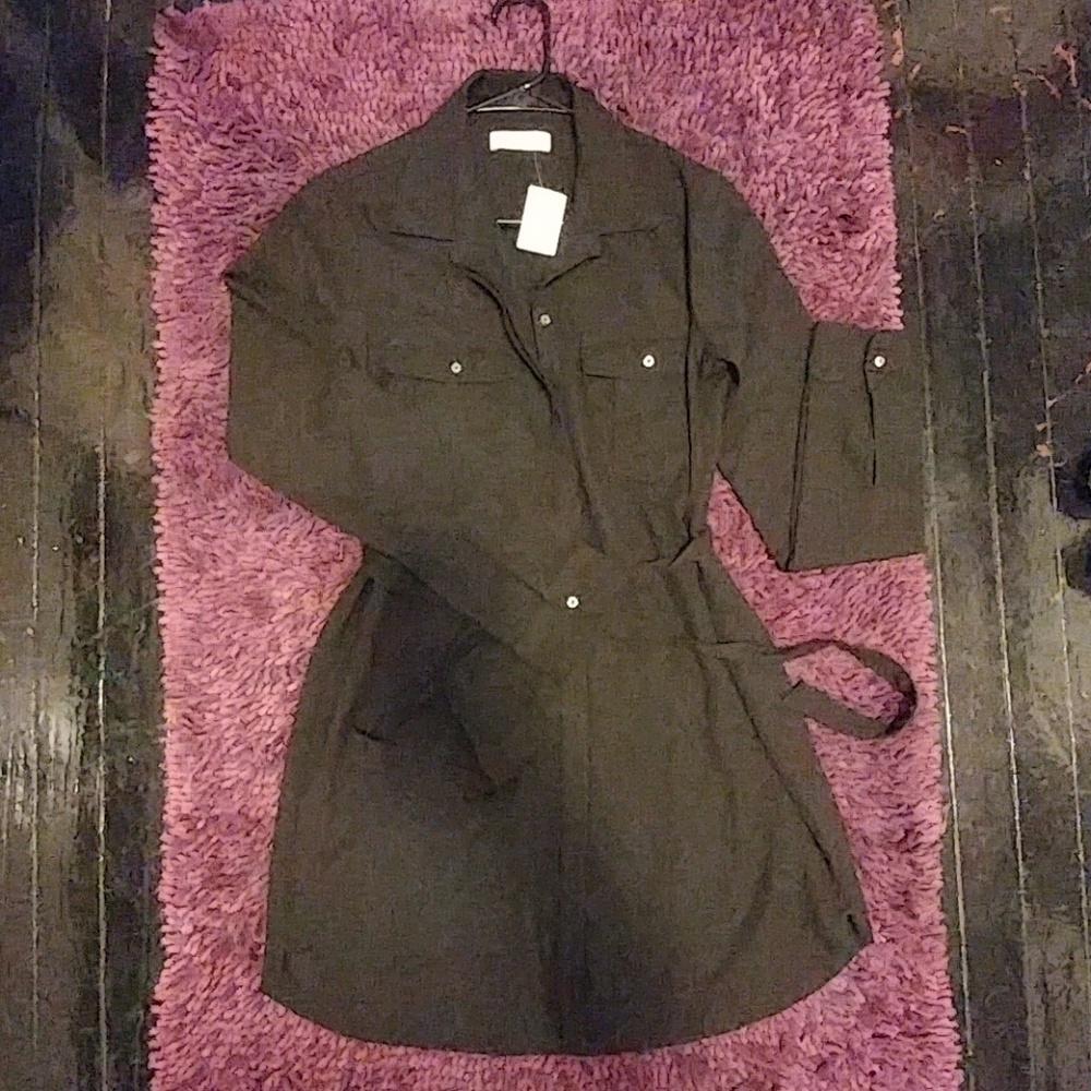Black long sleeve shirt dress