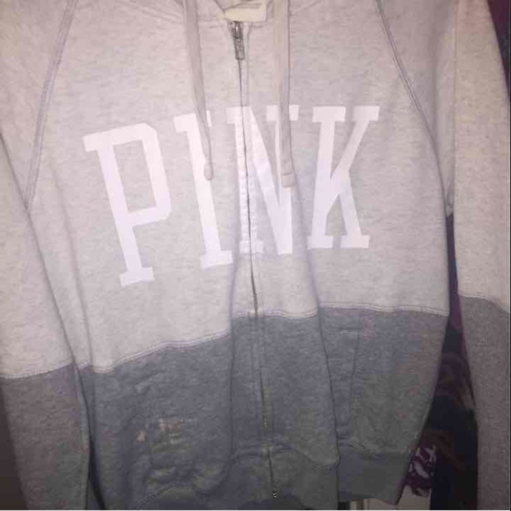 Pink grey and light grey sweater