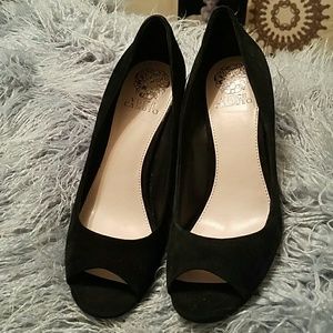 Vince  Camuto  black  open toe pumps
