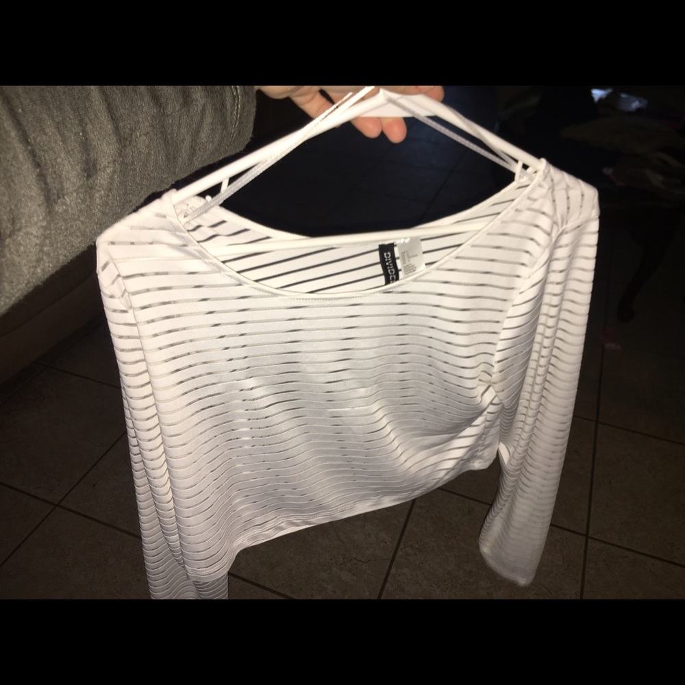White horizontal ribbed crop top