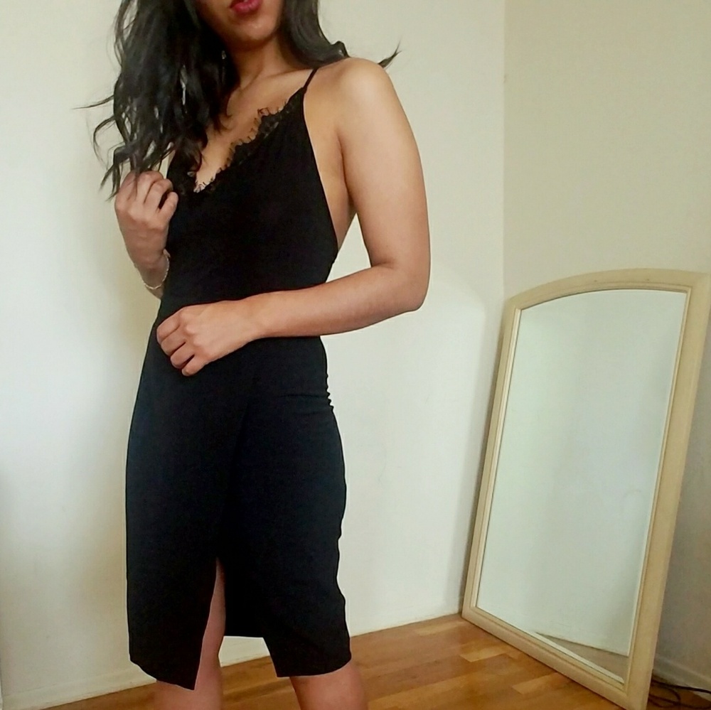 BLACK FAUX WRAP PENCIL SKIRT - Picture 7 of 7