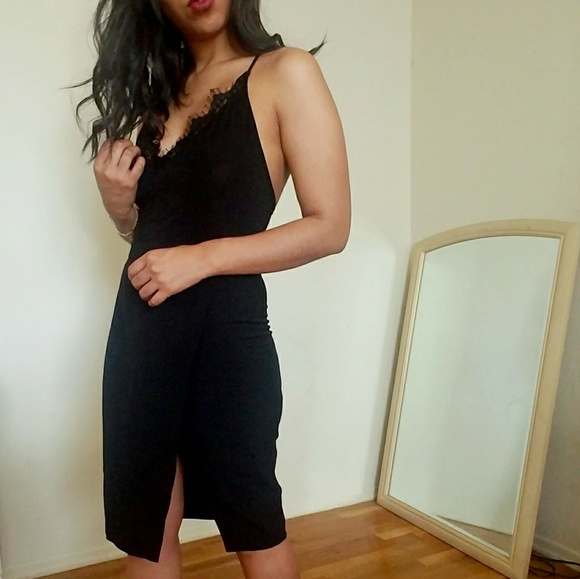 BLACK FAUX WRAP PENCIL SKIRT - Picture 7 of 7