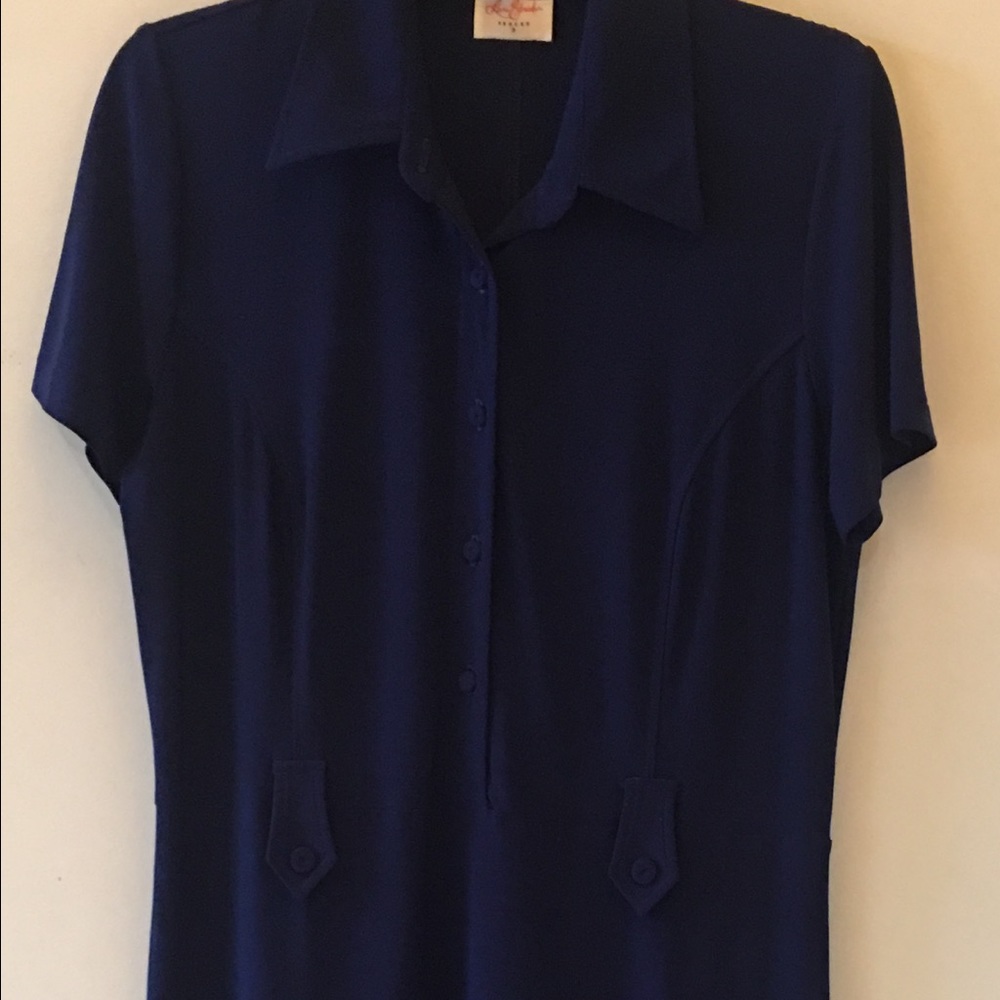 Leona Edminston Navy Blue Shirt Waist Dress