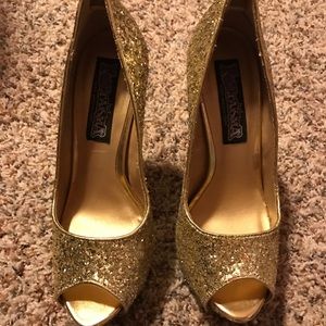 Gold sequin heels