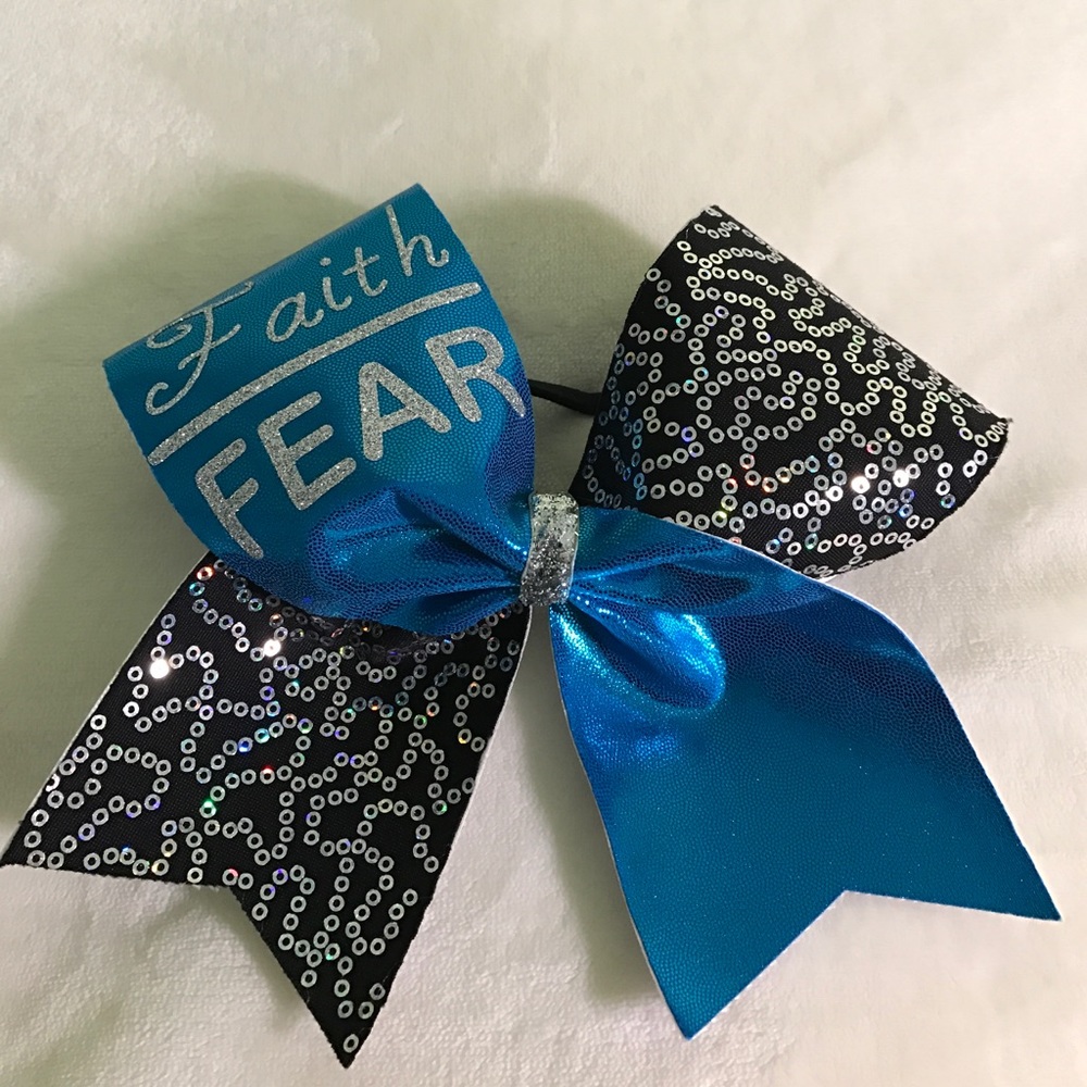 Faith over fear cheer bow.