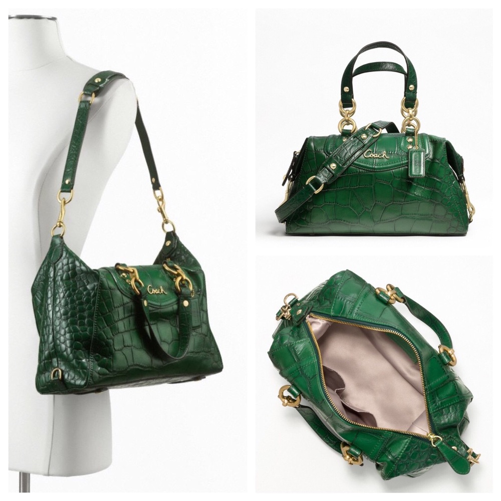 Coach Ashley Embossed Leather Croc Satchel Purse