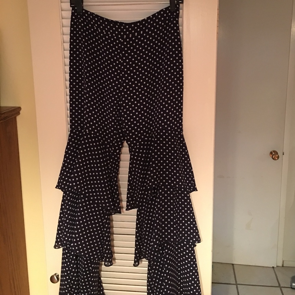 Sheer Ruffled Polka Dots Pants