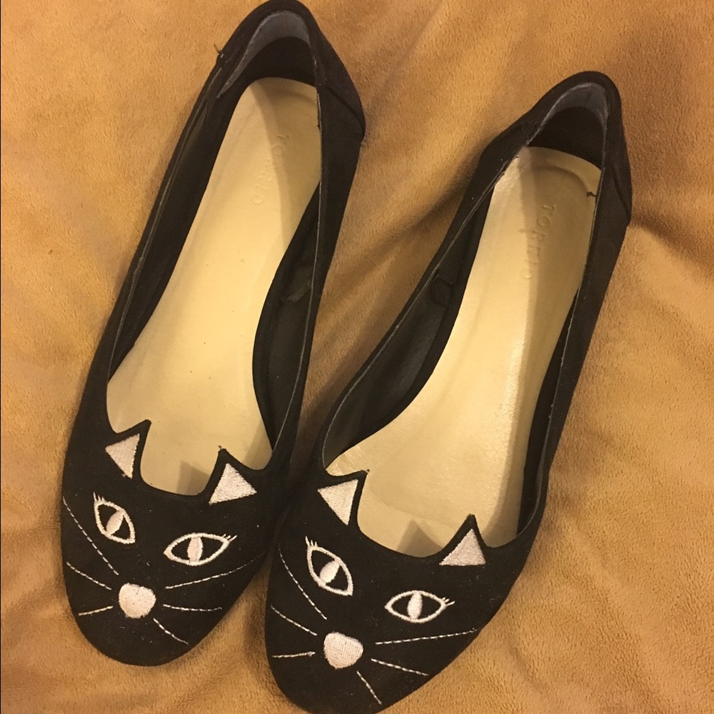 Adorable black cat flats! 10 wide! EUC