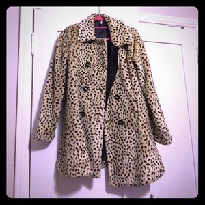 Free People faux leopard print mid length jacket