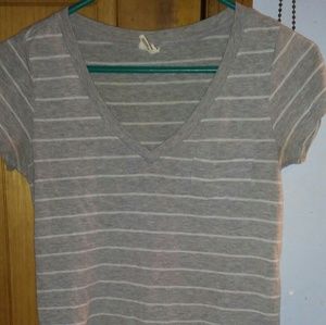 Gray striped v-neck