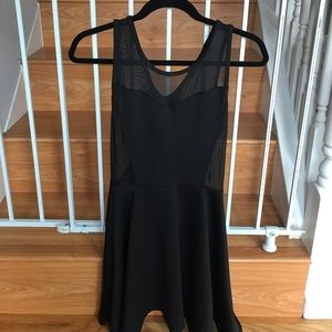 Black mesh fit & flare dress