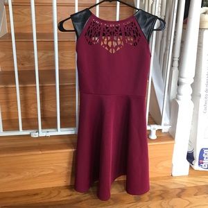 A-line, lazer cut, leather dress