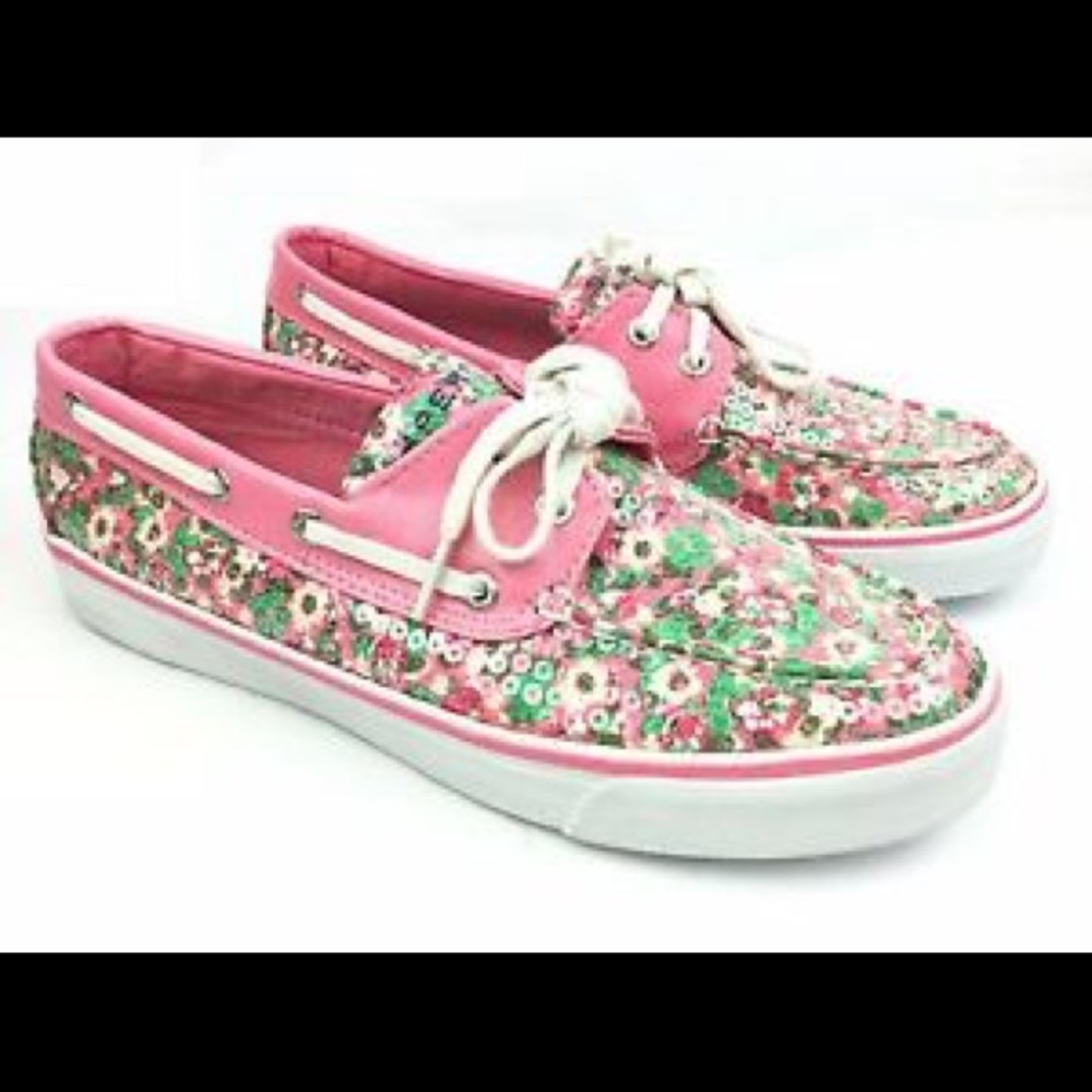 Pink and Green Sequin Sperrys!