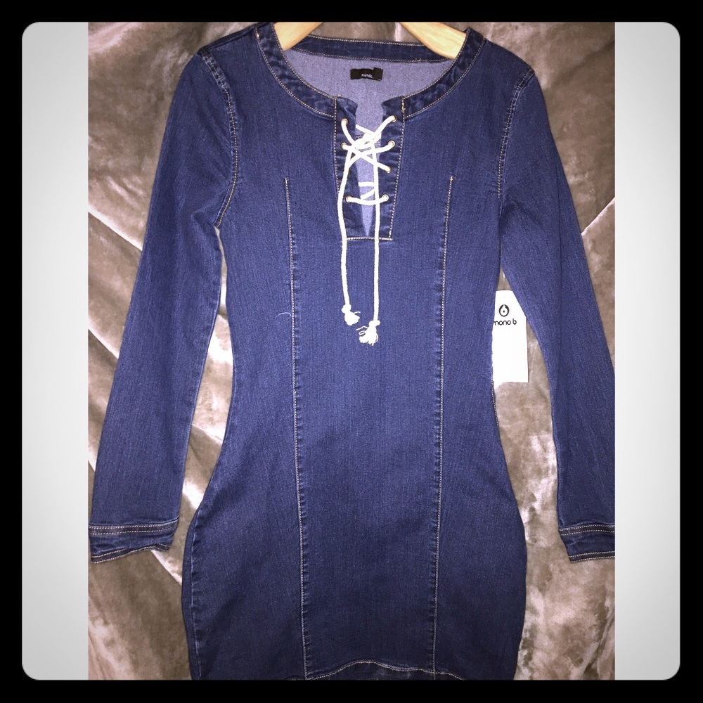 Mind Code jean lace up dress