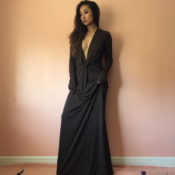 Chloé Plunging Long Sleeve Gown - Picture 2 of 4