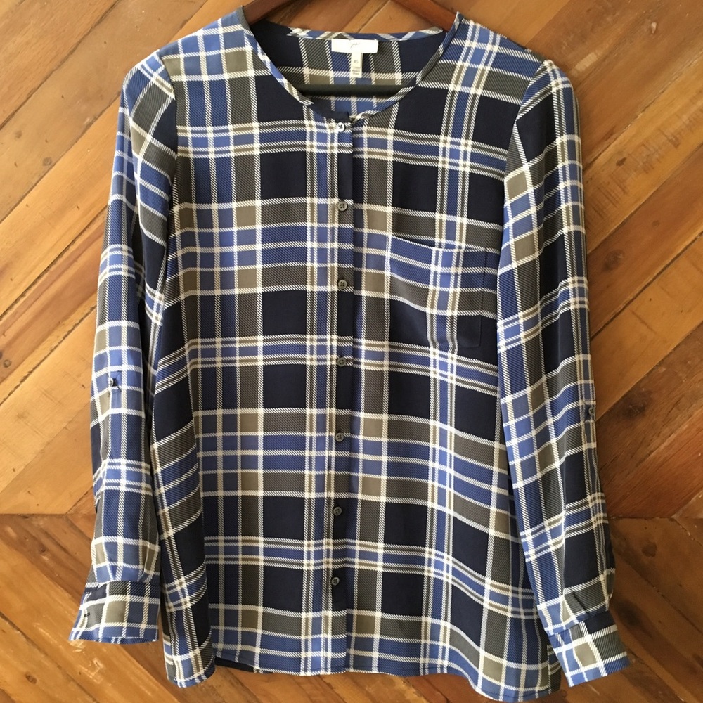Joie Silk Plaid Top