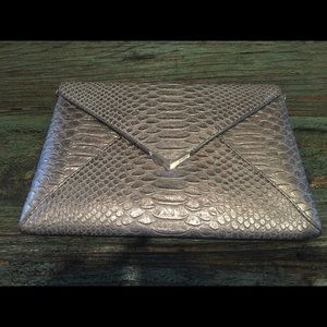 Stella and Dot City Slim Clutch-Pewter Exotic