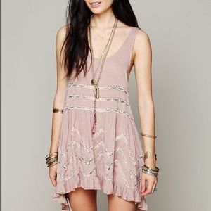 Free People Voile & lace trapeze slip