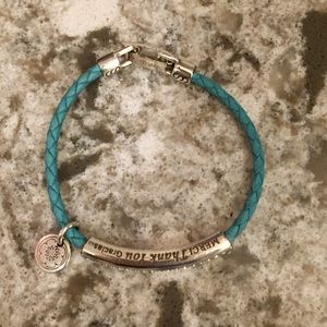 Brighton light blue 'thank you' leather bracelet