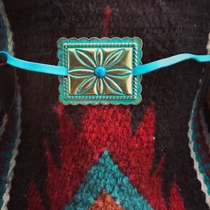 Turquoise concho square necklace