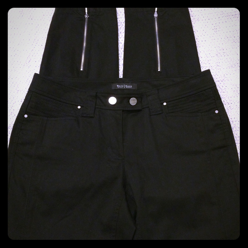 WHBM Noir ankle pants with zipper embellishment