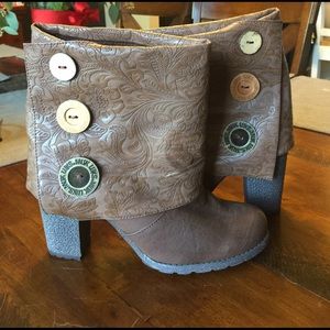 Muk Luks brown high heeled booties