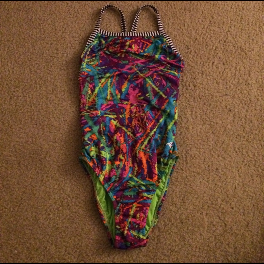 Dolphin one piece colorful athletic swimsuit